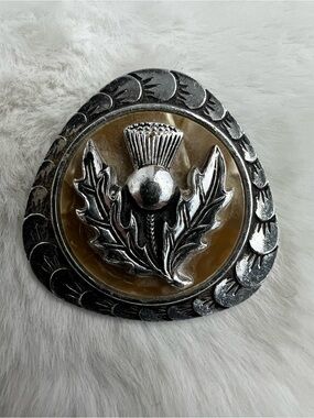 1960s West Germany Pearl Lucite Thistle Scarf Clip
